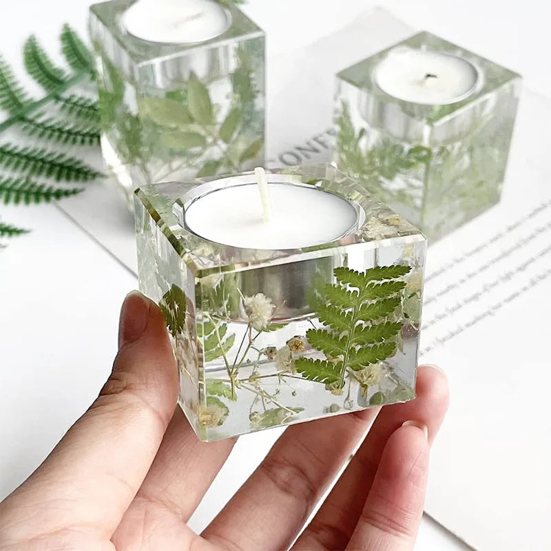 Square Candle Holder Ornament Silicone Mould DIY Crystal Epoxy Resin Mold