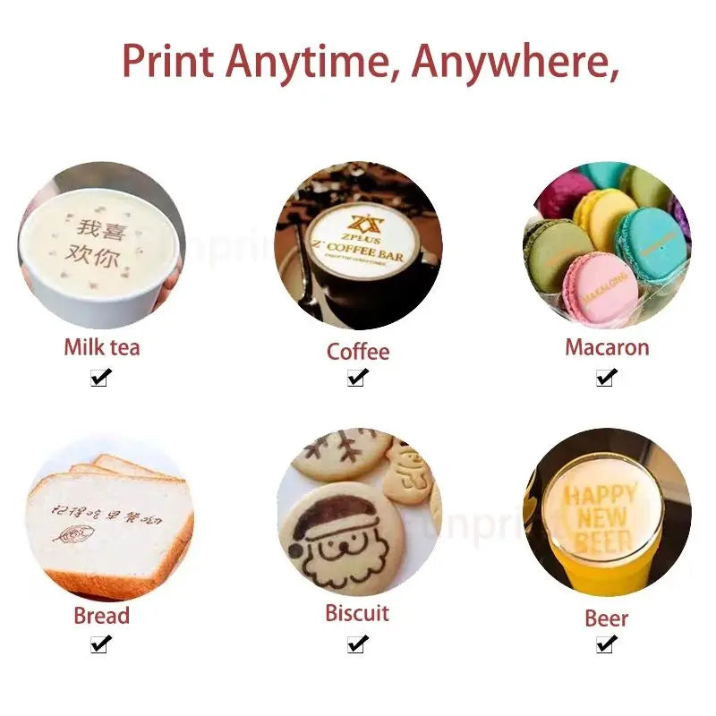 Portable Food Inkjet Printer EVEBOT Printpen Buletooth Wireless Handheld HD Printing Coffee Beer Bread for Cofe Hotel Restaurant
