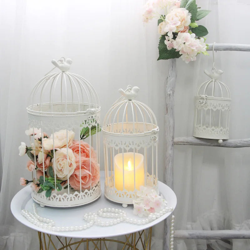 Iron Metal Bird Cage  Decoration Hanging Flower  Wedding Candle Holder Jewelry