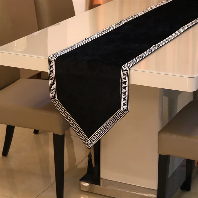 New Chinese simple tablecloth modern table black flag runner