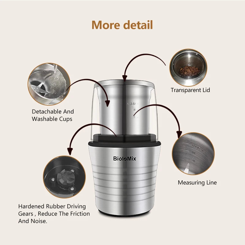 BioloMix 300W Dual Cup Coffee & Spice Grinder