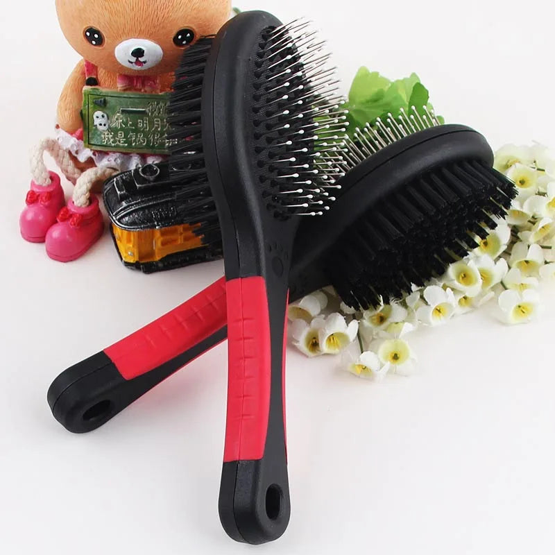 1PC Double Faced Pet Dog Comb Long Hair Brush Plastic Handle Puppy Cat Massage Bath Brush Multifunction Pet Grooming Tool