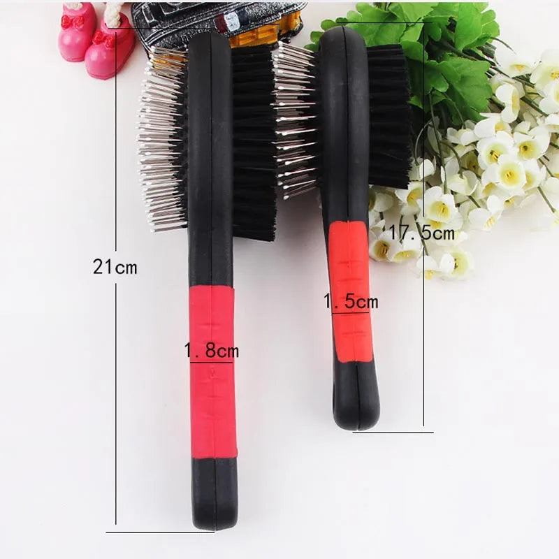 1PC Double Faced Pet Dog Comb Long Hair Brush Plastic Handle Puppy Cat Massage Bath Brush Multifunction Pet Grooming Tool