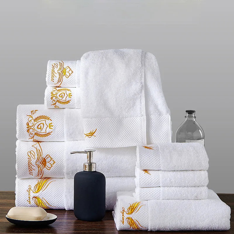 AHSNME White Cotton Personalise Bath Towels Hotel SPA Club Sauna Beauty Salon