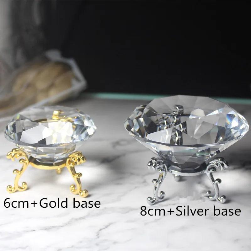 Clear Crystal diamond with base Shape Paperweight glass gem