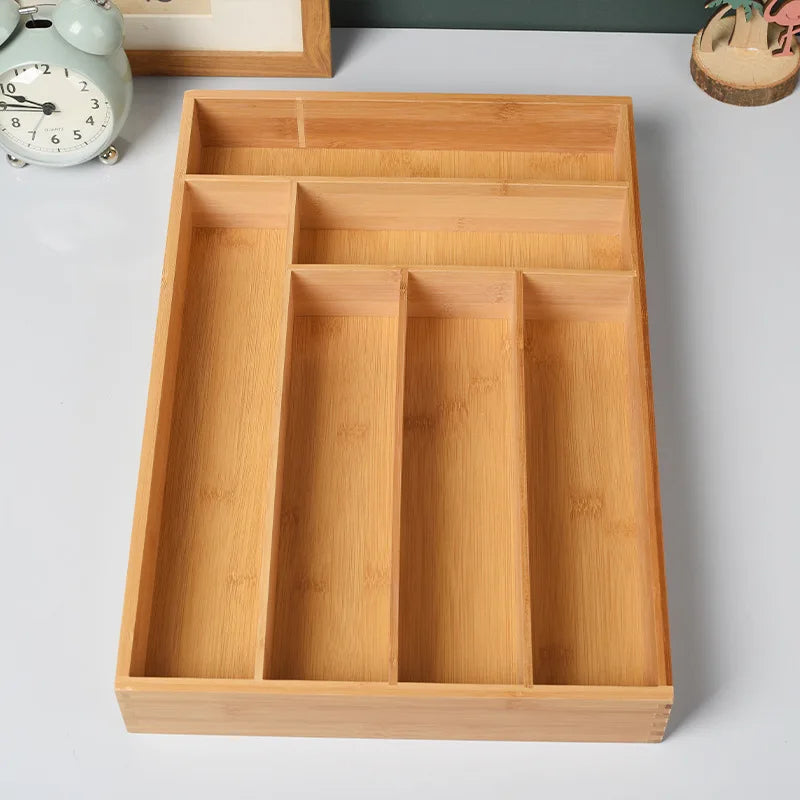 Cutlery Storage Box,  Bamboo Drawer Organiser,Fork Knife Spoon