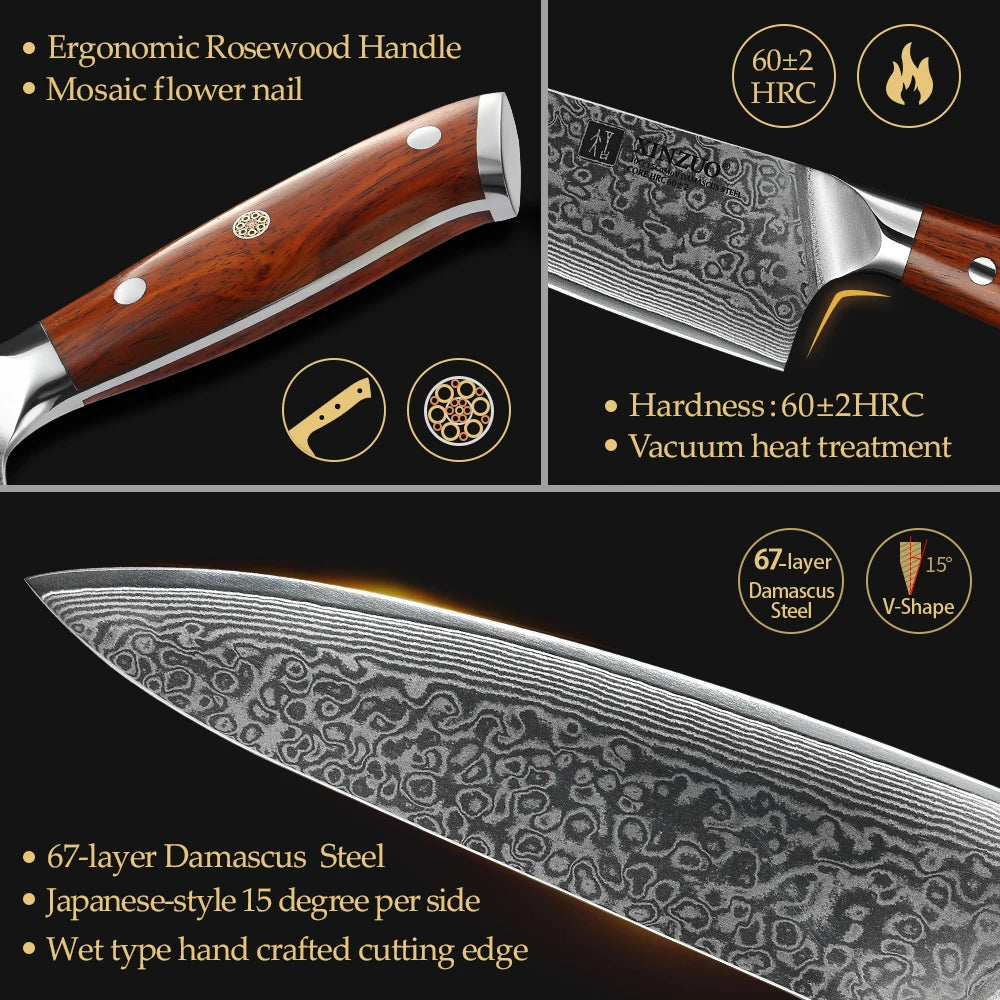 XINZUO 8.5 Inch Chef Knives High Carbon Chinese VG10 67 Layer