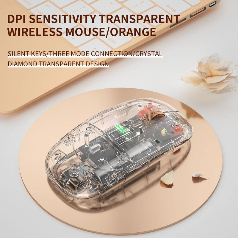 Xiaomi 2400DPI Bluetooth Wireless Mouse Full Transparent Cool Silent Dual Mode 2.4G500Ah Rechargeable Ergonomic Universal