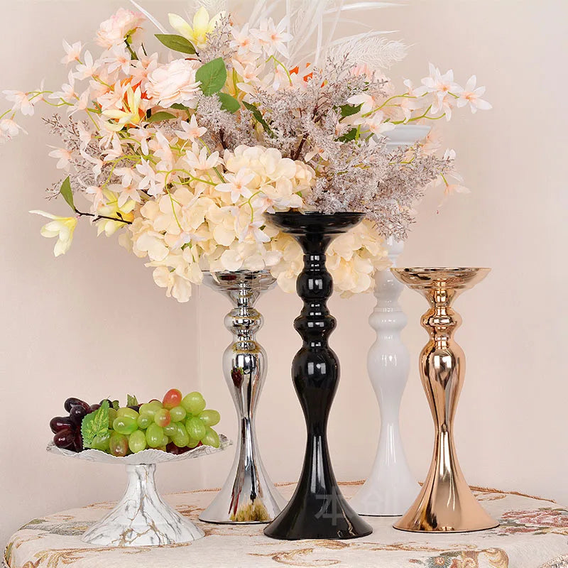 Black  Candle Holders Flowers Vase Candlestick Centerpieces Road Lead Candelabra Centerpieces Wedding porps Christmas decoration