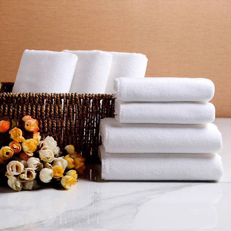 5pcs White Soft Microfiber Fabric Face Towel Hotel Bath Towel Wash Cloths Hand Towels Portable Terry Towel Multifunctional