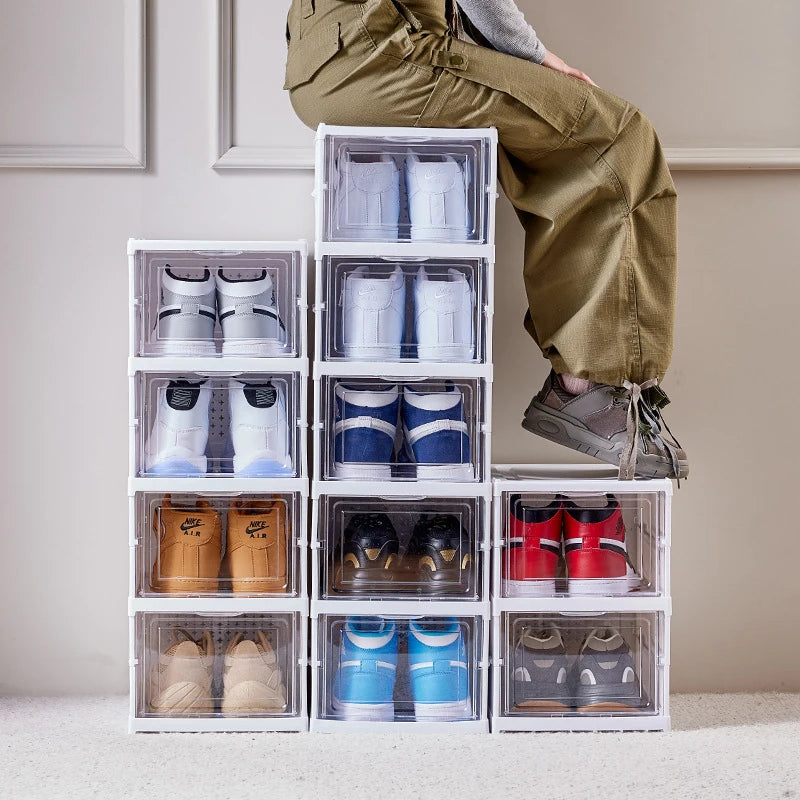 Tier Stackable Foldable Transparent Sneaker Container Storage