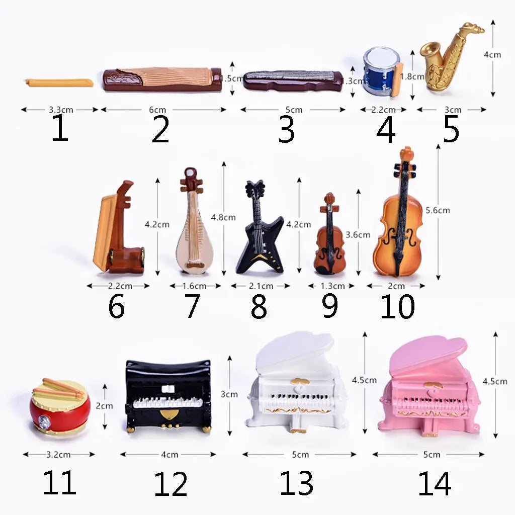 Creative Music Instrument Figurines Miniature Mini Resin Guitar Violin