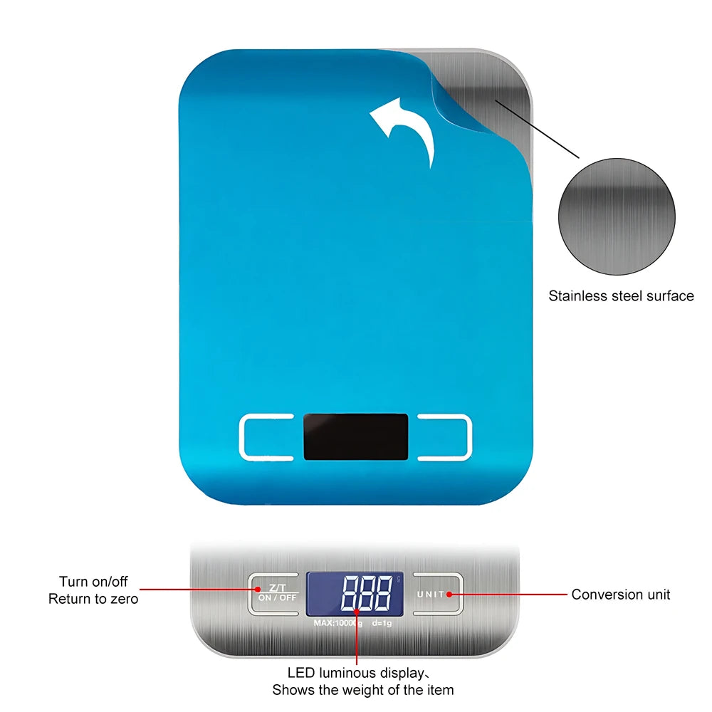 Balances de cuisine électroniques en acier inoxydable