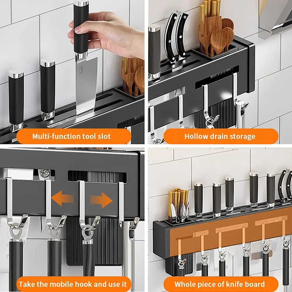 Kitchen Wall Mounted Utensil Rack Knife Holder Cutlery