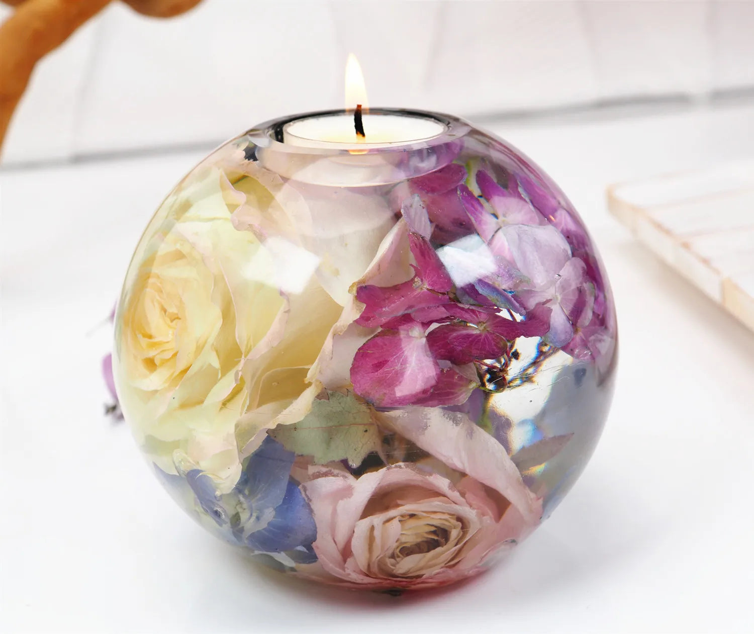 DIY Crystal Epoxy Resin Mold Sphere Candle Holder Mirror Silicone Mould