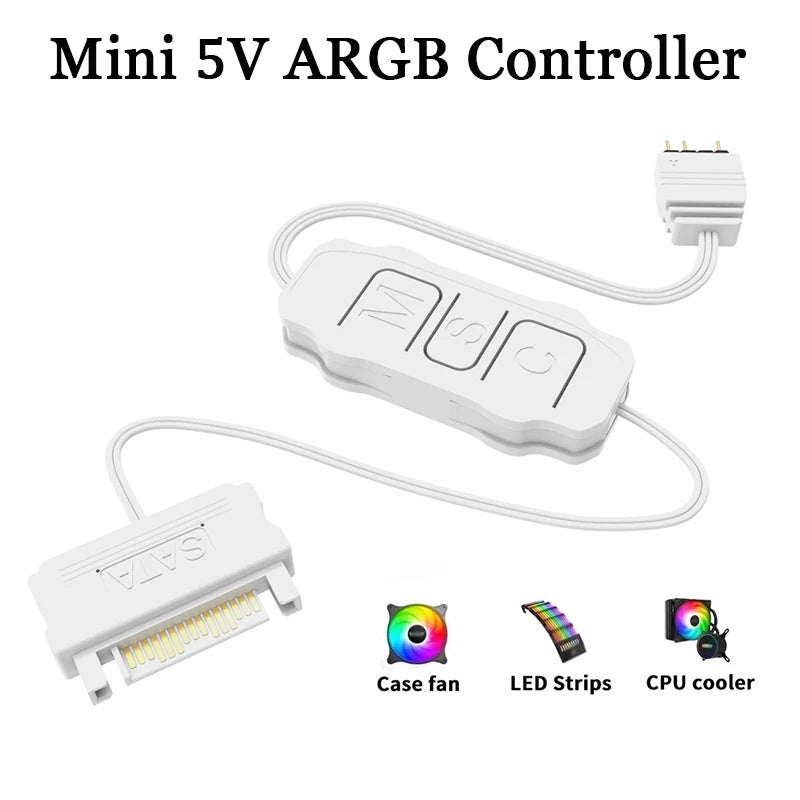 COOLMOON AR-1 Upgraded RGB Controller Cable 5V 3 Pin 3pin to SATA ARGB Controller HUB Adapter for PC Fan Cooling Fan Light Strip