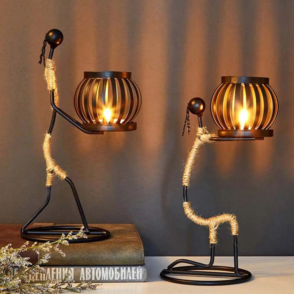 Nordic Metal Candlestick Abstract Character Sculpture Candle Holder Decor Handmade Figurines Home Decoration Art Gift