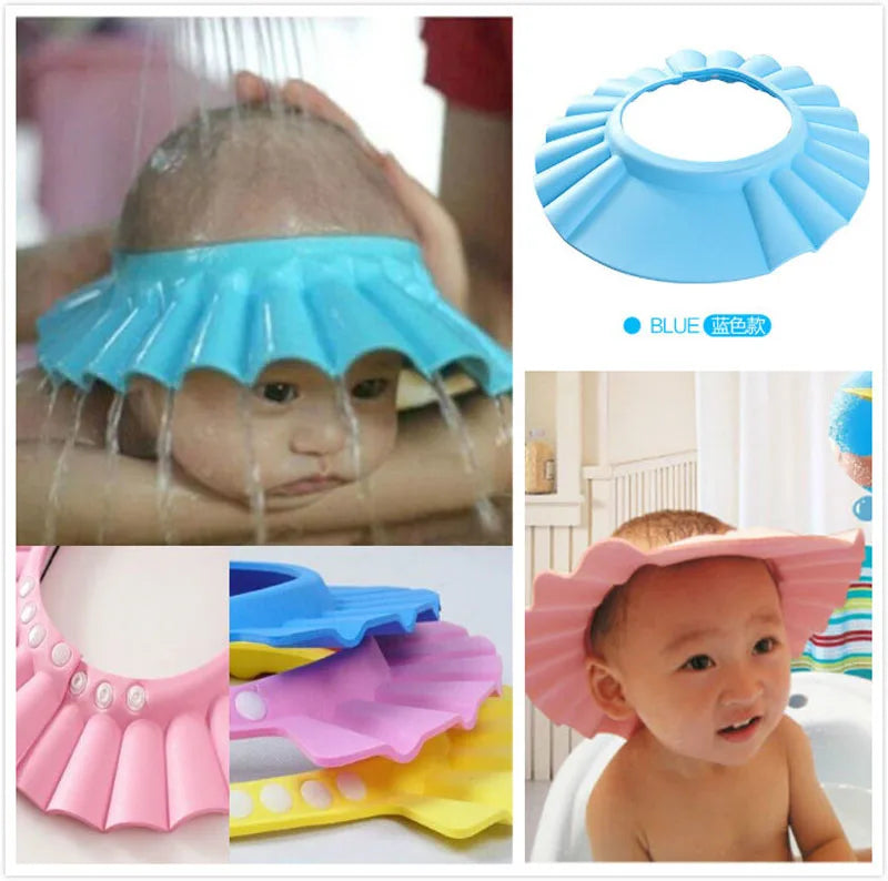 Baby Shower Cap Children Safe Bath Bathing Shampoo Caps Wash Hair Adjustable Elastic Shield for Kids Protective Bath Accessories