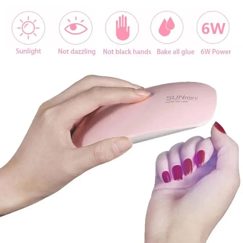 Usb UV Nail Lamp Mini Nail Dryer Machine Portable 6 LED UV Lamp Home Manicure Lamp For Gel Based Manicuring Nail Tool