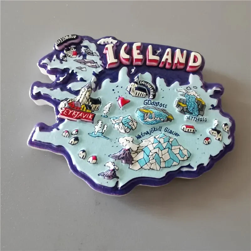 Iceland Tourism Souvenir Fridge Magnet  National Flag Landmark Fin Whale