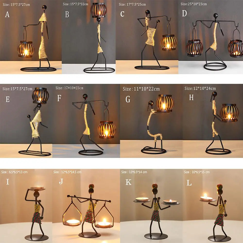 Nordic Metal Candlestick Abstract Character Sculpture Candle Holder Decor Handmade Figurines Home Decoration Art Gift