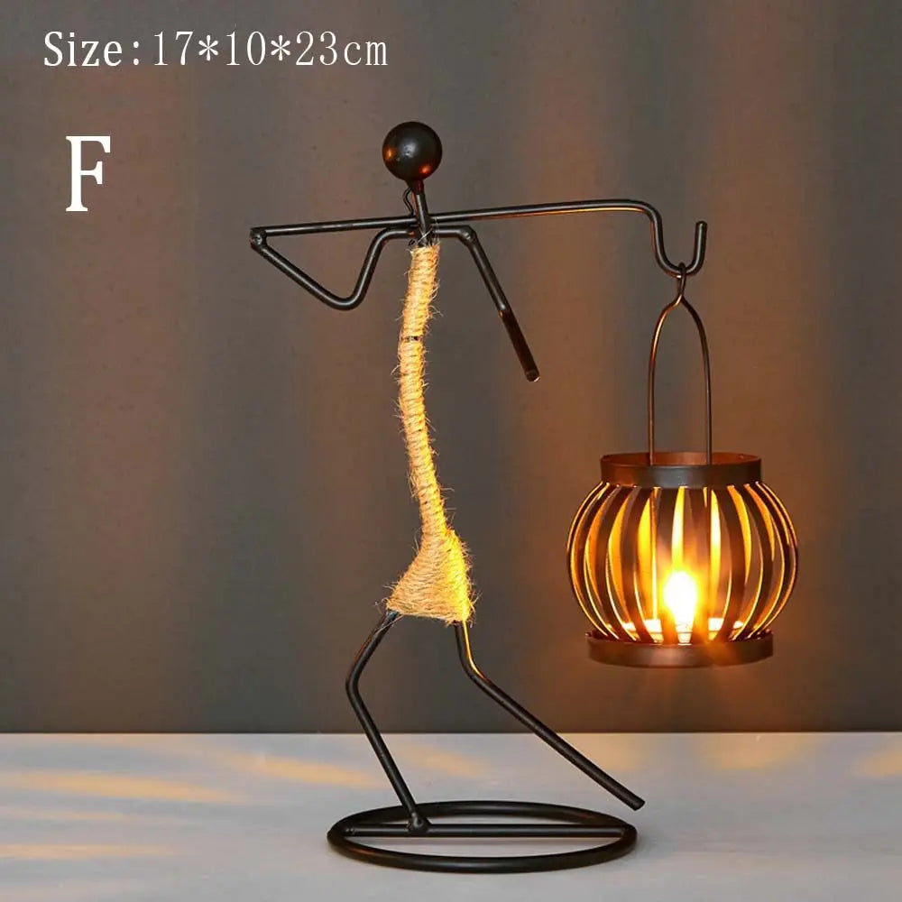 Nordic Metal Candlestick Abstract Character Sculpture Candle Holder Decor Handmade Figurines Home Decoration Art Gift
