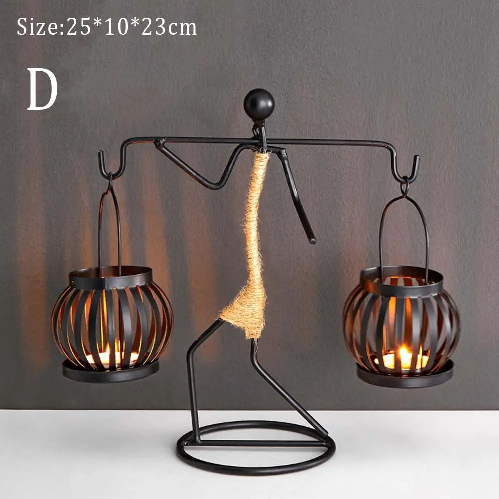 Nordic Metal Candlestick Abstract Character Sculpture Candle Holder Decor Handmade Figurines Home Decoration Art Gift