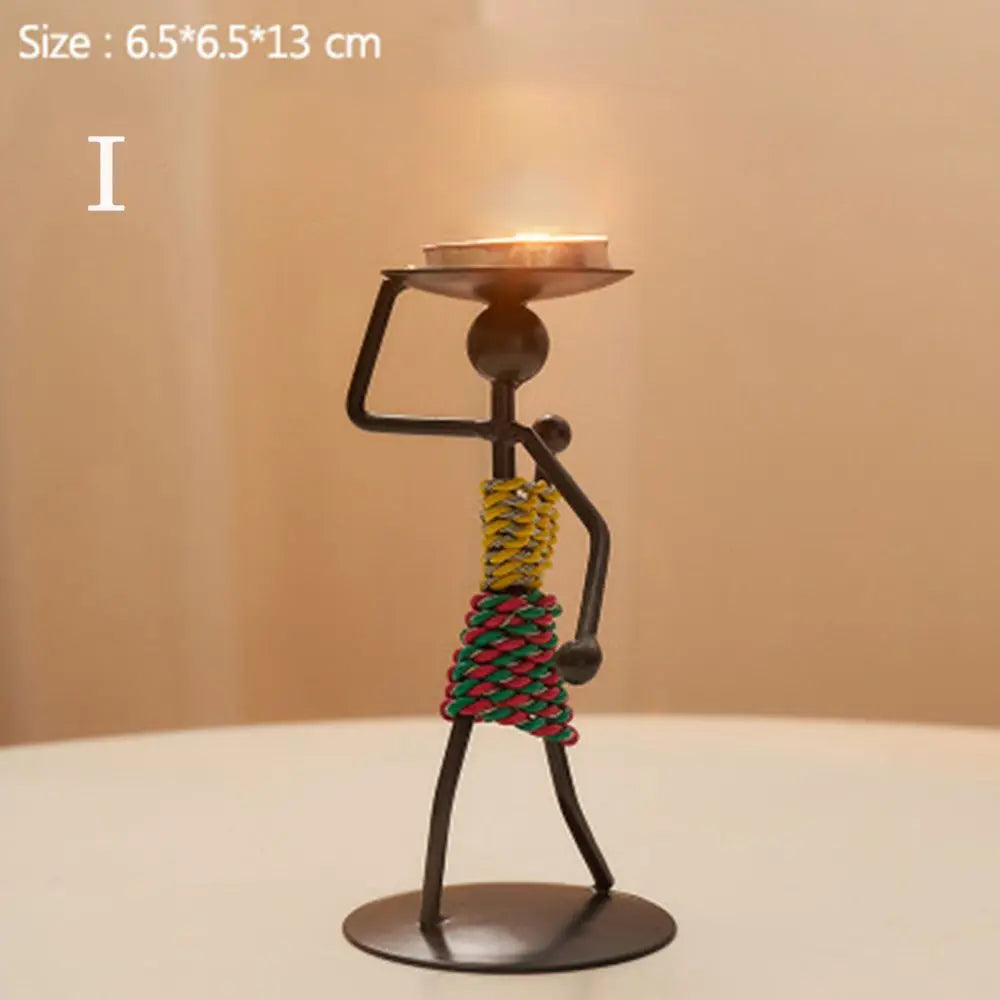 Nordic Metal Candlestick Abstract Character Sculpture Candle Holder Decor Handmade Figurines Home Decoration Art Gift