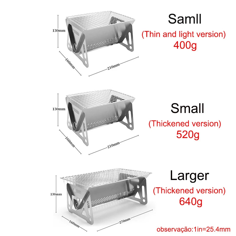 Portable Folding Stainless Steel BBQ Grill