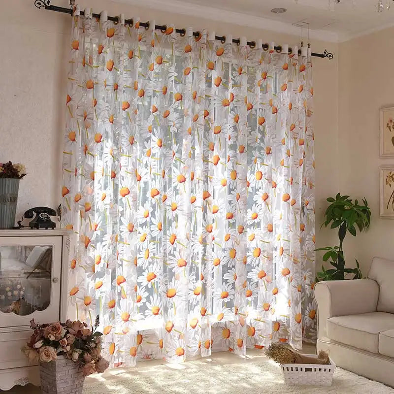 Modern Sun Floral Tulle Window Curtains for Living Room Bedroom Luxury