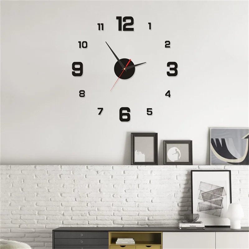 Horloge murale 3D moderne sans cadre