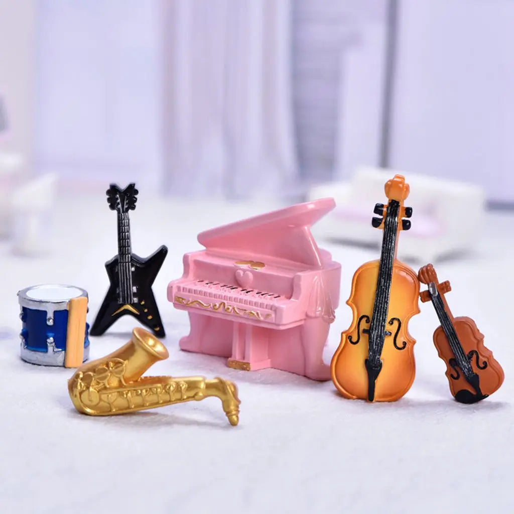 Creative Music Instrument Figurines Miniature Mini Resin Guitar Violin