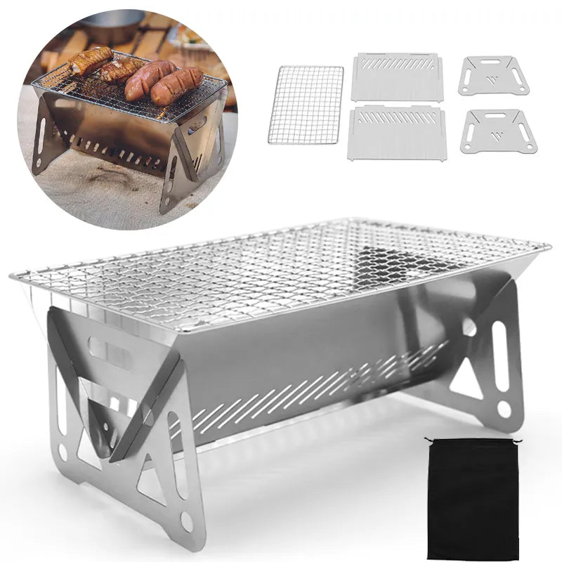 Portable Folding Stainless Steel BBQ Grill