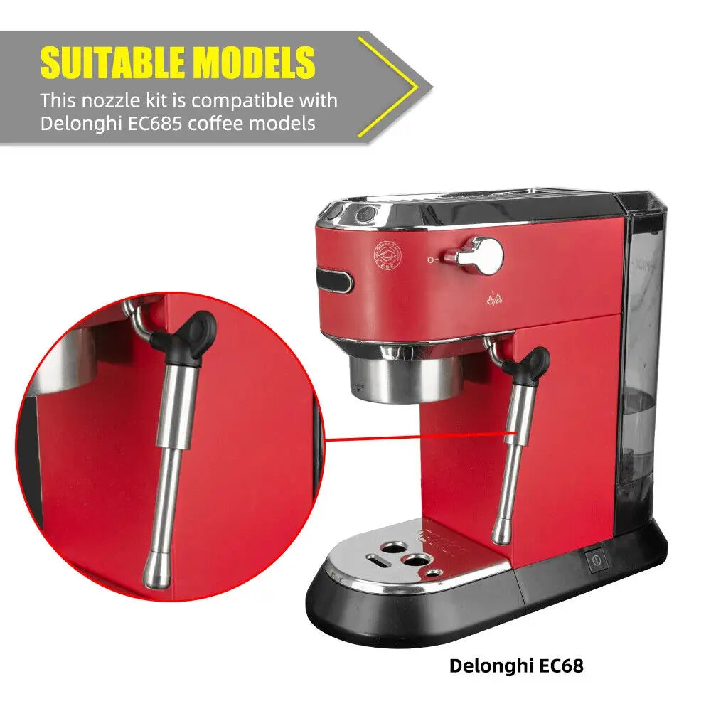 Coffee Maker Steam Nozzle Compatible with Delonghi EC685 304 Cofee Steam Wand Pipe Fittings 304 Stainless Steel Supplements