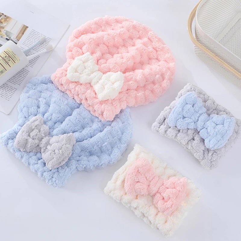 Magic Microfiber Hair Drying Towel Super Absorbent Hair Dry Wrap With Button Soft Bath Shower Cap Lady Turban Head