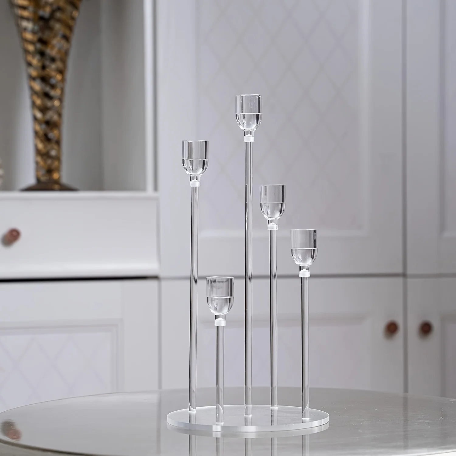 1pc Acrylic 5 Arms Candle Holder, Clear Candelabra Centerpieces Wedding Living Room Dinner Table Christmas Decoration