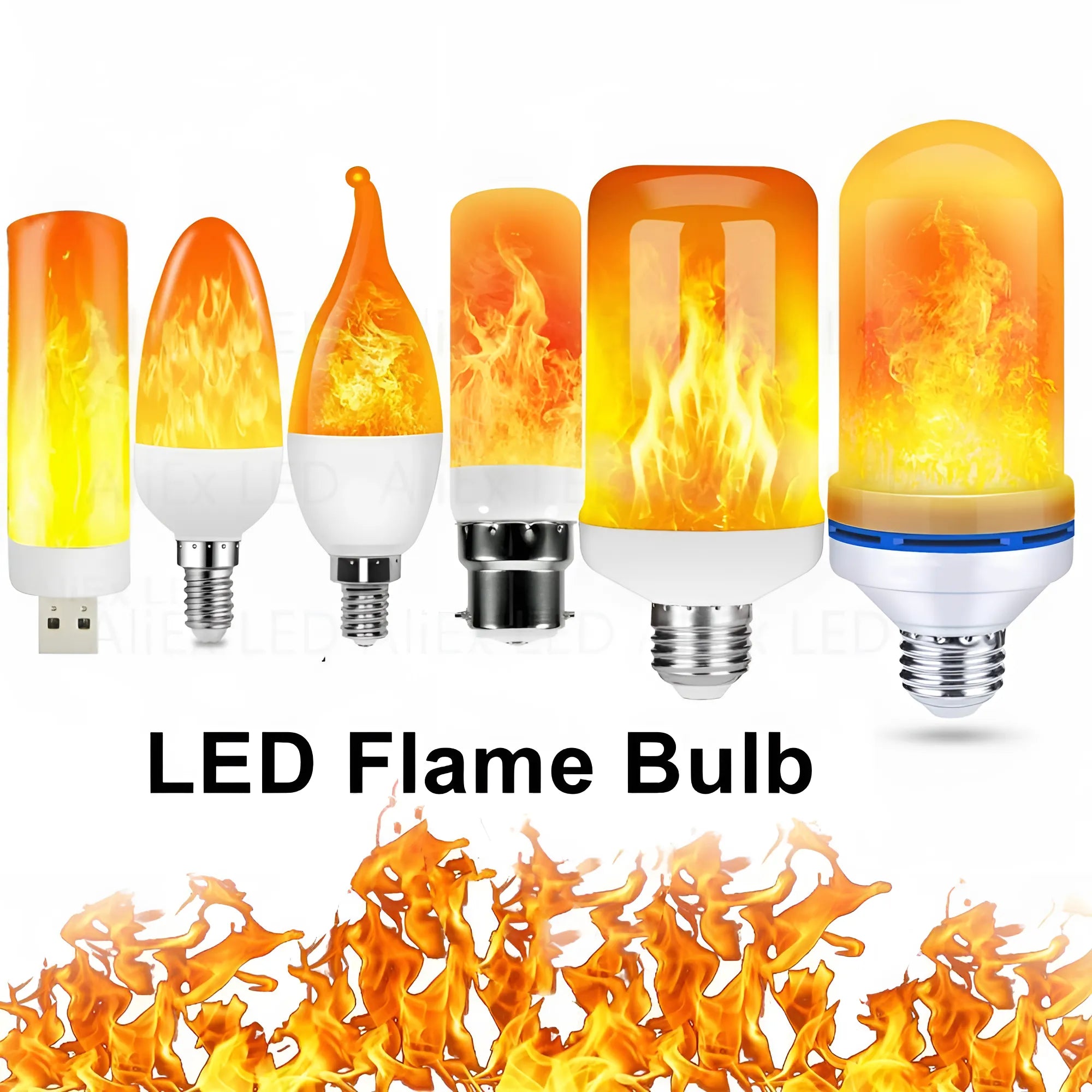 USB E14 E27 B22 Led Simulated Flame Bulbs 9W AC85-265V Luces Home Electronic Accessories Lamp Flame light Effect Bulbs Lampada