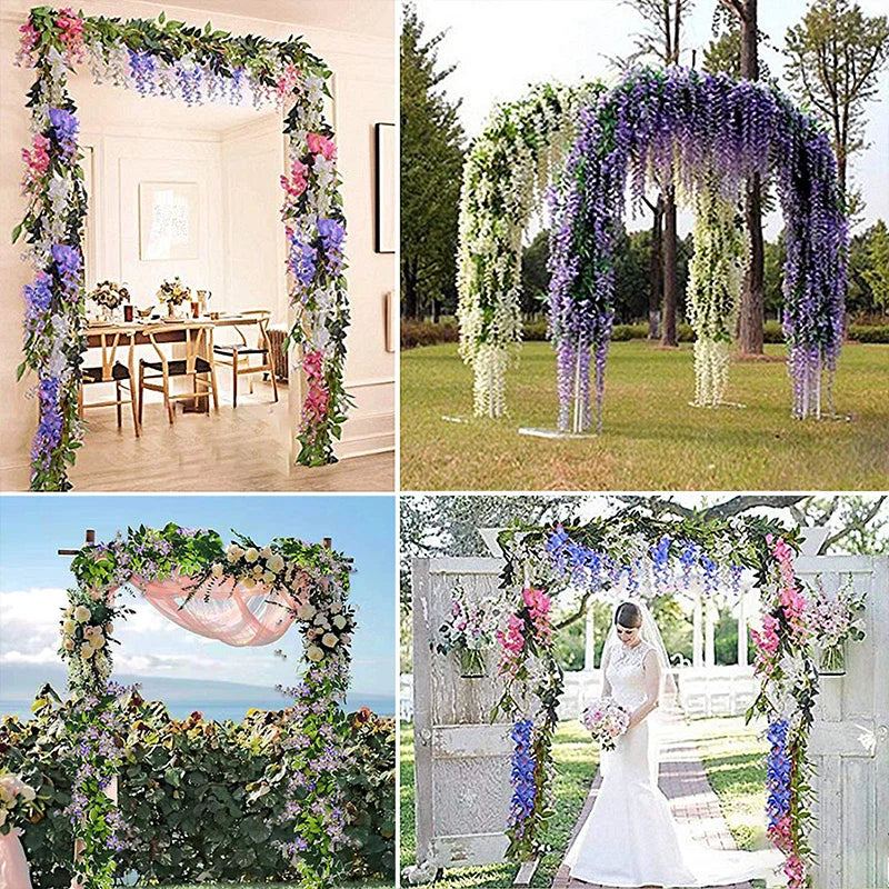 Wisteria Flowers Artificial Vine Fake Ivy Plants Garland for Wedding