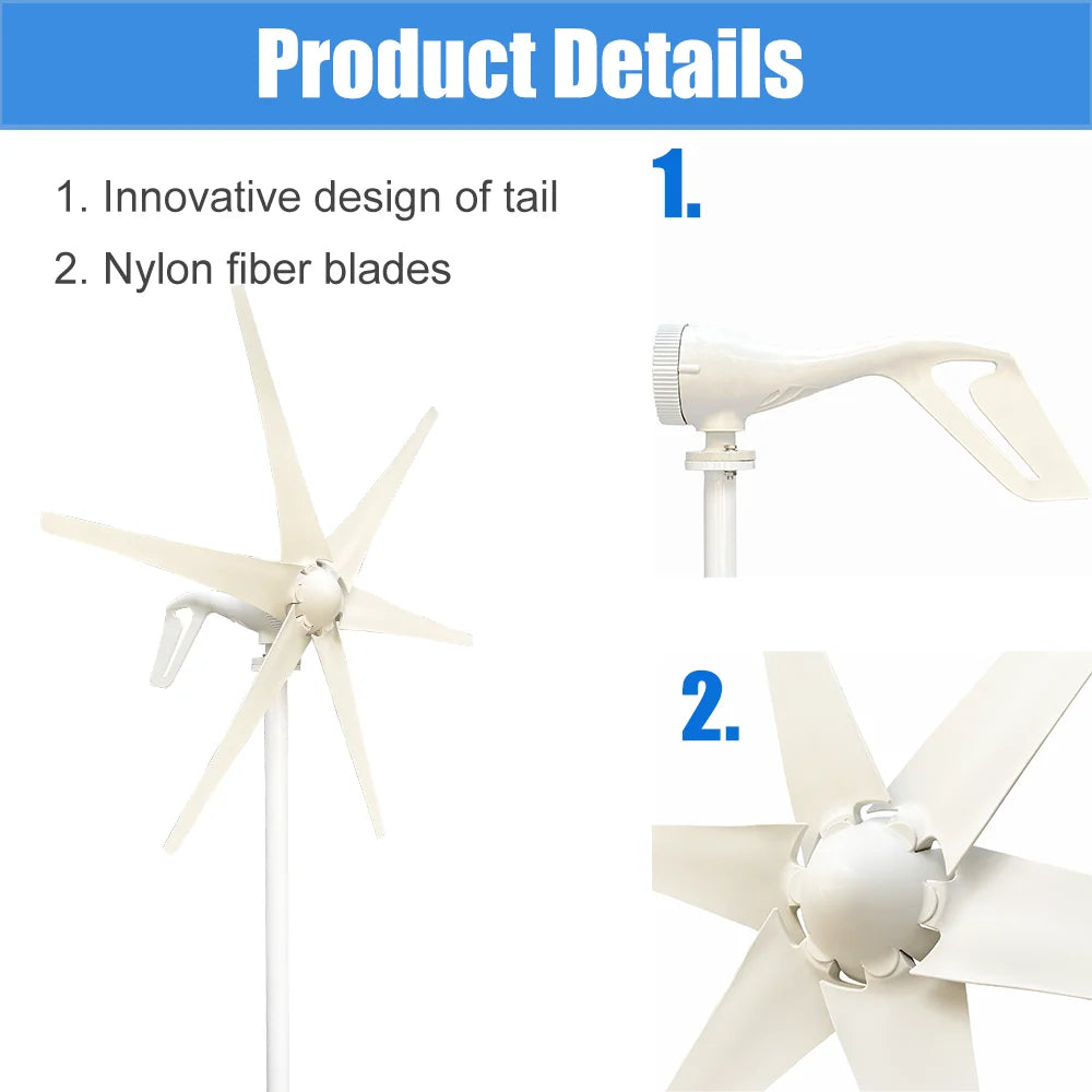 Wind Turbine Generator: 600W-1000W Camping Free Energy