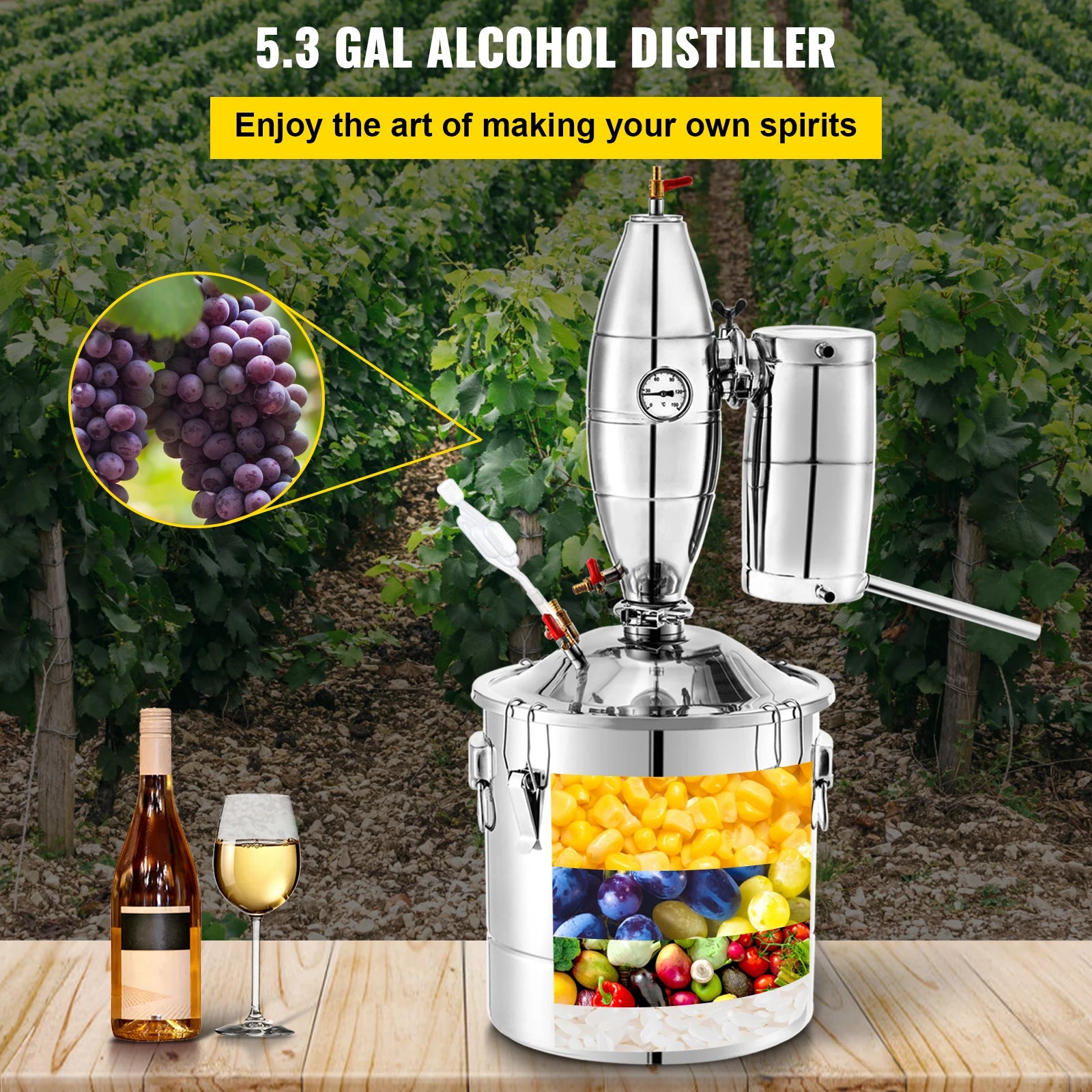 Alcohol Distiller Machine: 20L-70L Beer Brewing Equipment