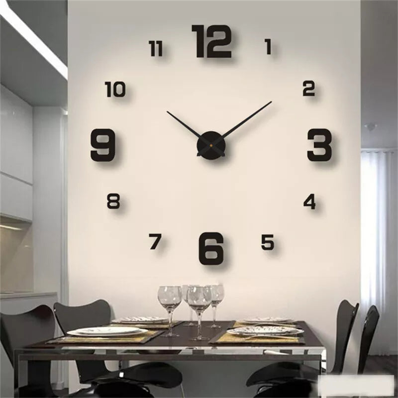 Horloge murale 3D moderne sans cadre