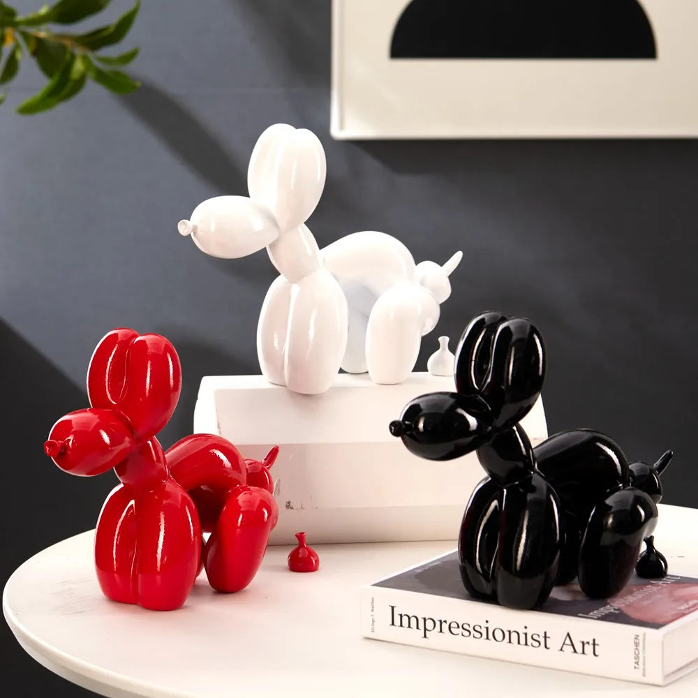 Vilead Funny Balloon Pooping Dog Sculptures Resin Pop Art Statue