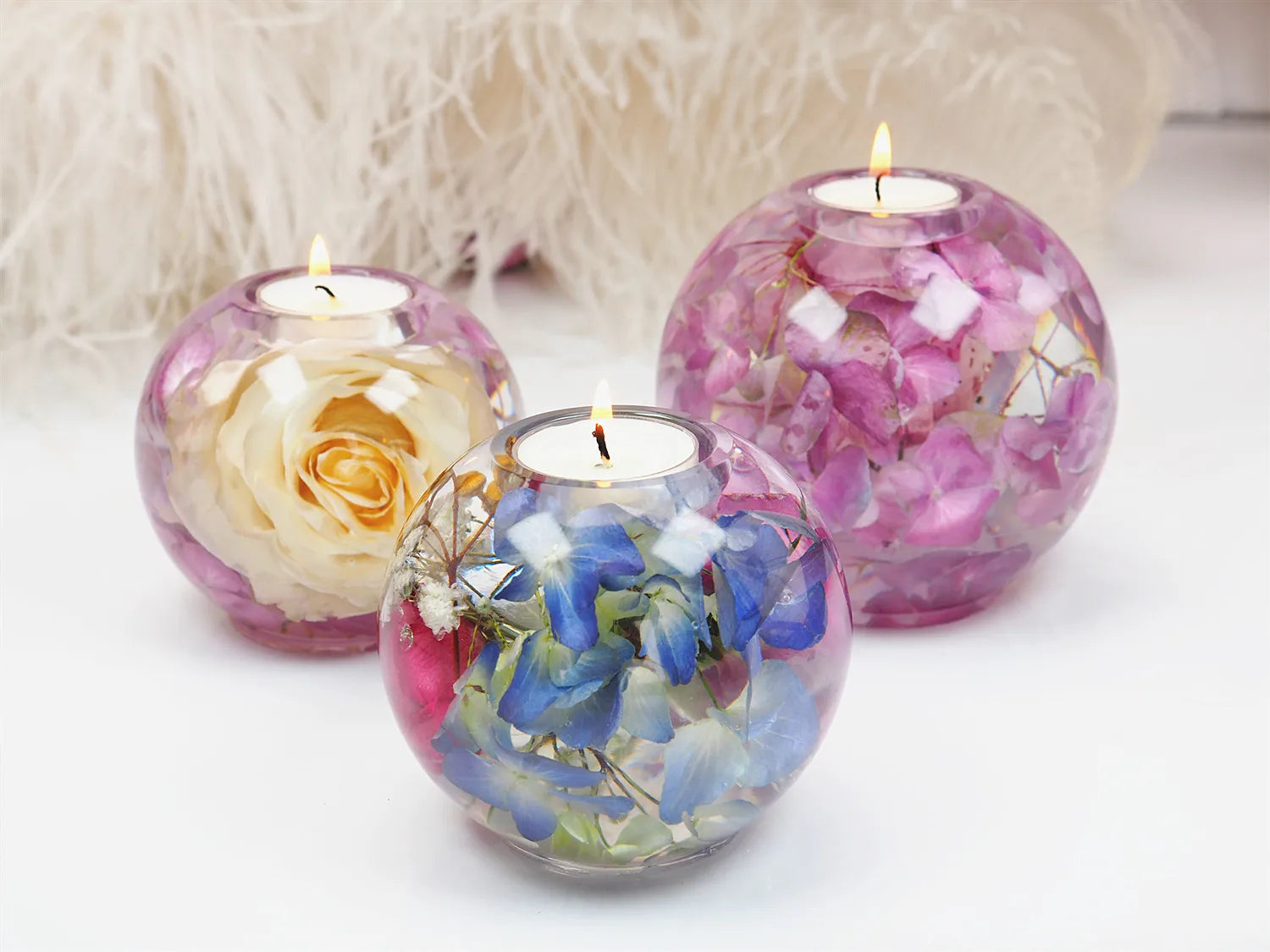 DIY Crystal Epoxy Resin Mold Sphere Candle Holder Mirror Silicone Mould