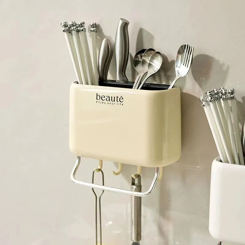 Organiser Cream Style Wall Mounted Chopstick Holder Kitchen