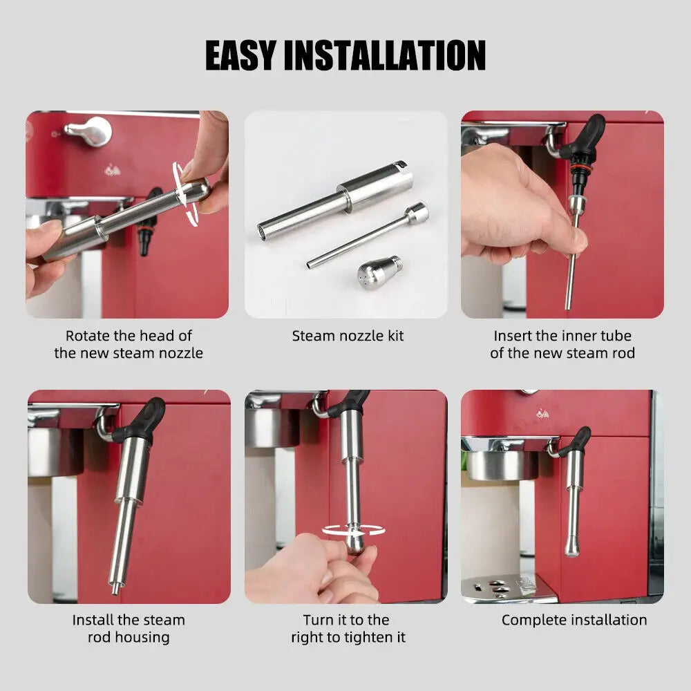 Coffee Maker Steam Nozzle Compatible with Delonghi EC685 304 Cofee Steam Wand Pipe Fittings 304 Stainless Steel Supplements