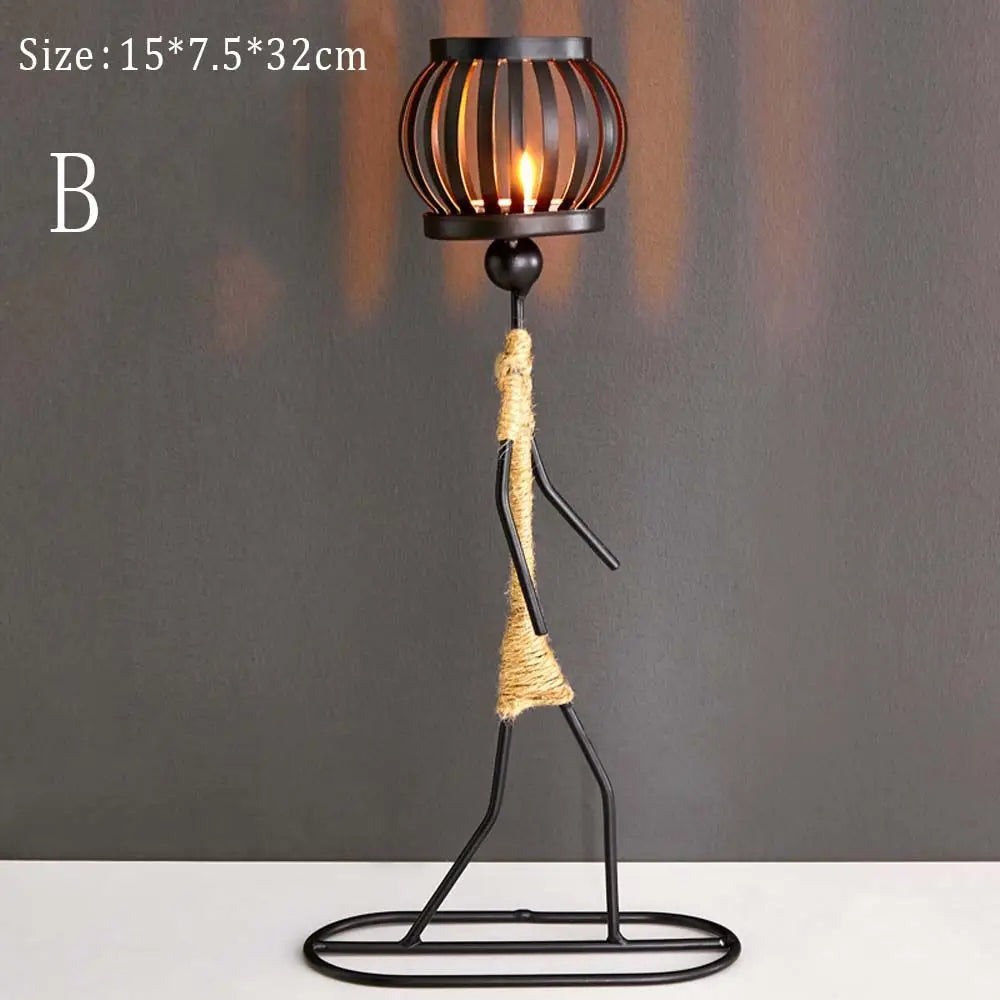 Nordic Metal Candlestick Abstract Character Sculpture Candle Holder Decor Handmade Figurines Home Decoration Art Gift