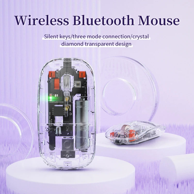 Xiaomi 2400DPI Bluetooth Wireless Mouse Full Transparent Cool Silent Dual Mode 2.4G500Ah Rechargeable Ergonomic Universal