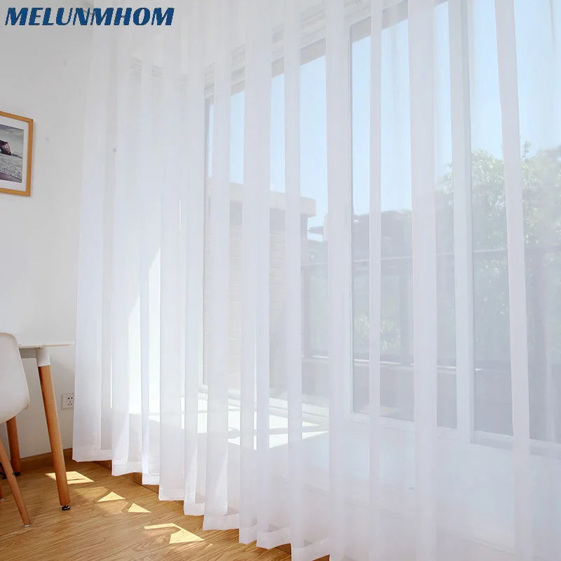 Europe Solid White Sheer Curtains for Kitchen Window Tulle Curtain for Living Room