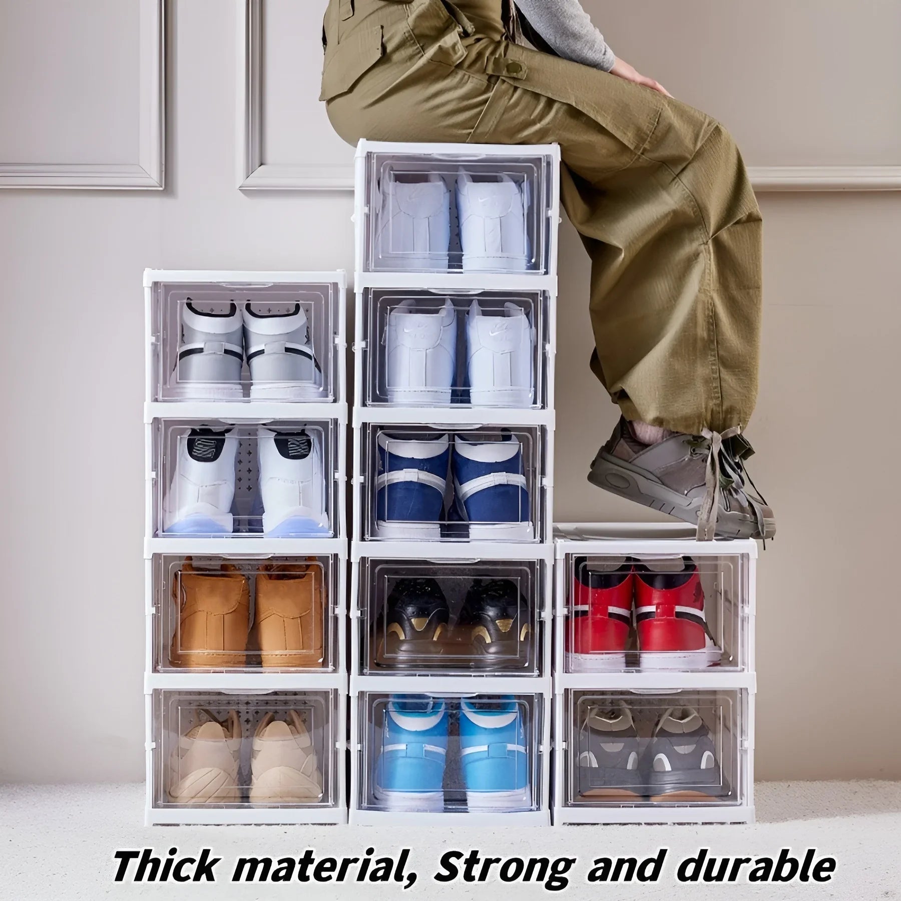 6 Layers Shoes Box Foldable Transparent Sneaker Shoe Storage Organizers