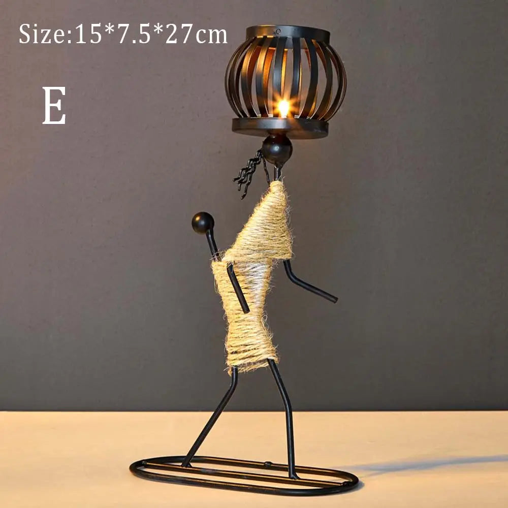 Nordic Metal Candlestick Abstract Character Sculpture Candle Holder Decor Handmade Figurines Home Decoration Art Gift